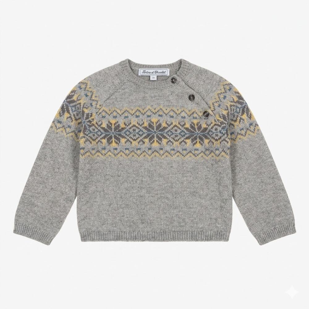 Tartine et Chocolat Fair Isle Knit Sweater Size 2T